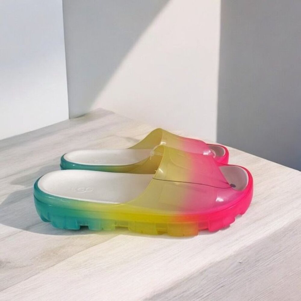 NWT UGG Jella Clear Watercolor Slide Sandals Multicolor Size 10 - Picture 6 of 15